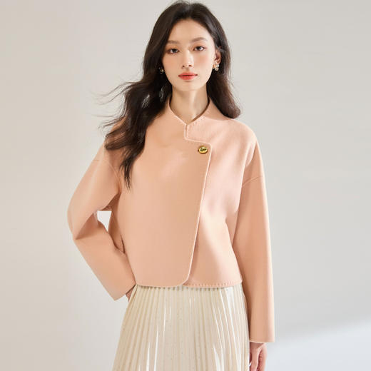 「高货sh」全新升级【铂金会员588/天猫799/差价211】(10835)洛诗琳斜襟新中式立领羊毛外套2025秋冬优雅气质毛呢外套 商品图0