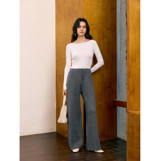 HeyDress针织羊毛直筒长裤 商品图1