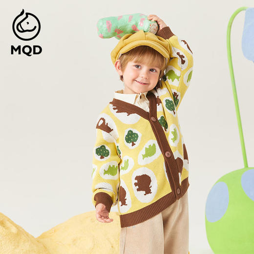 【MQD】男小童秋季卡通植物满版印花V领毛衣针织衫 商品图2