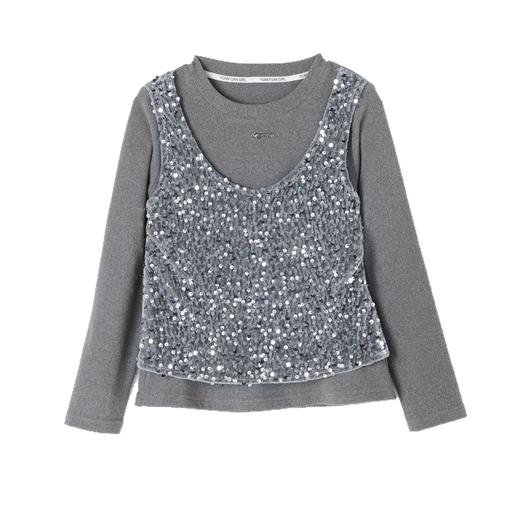 重工亮片假两件T恤 商品图4