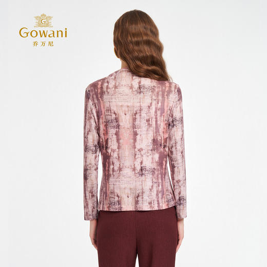 乔万尼2025秋新品柔美梦幻水彩晕染透气长袖打底T恤ED3C288 商品图4