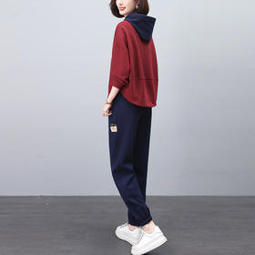 百媚生 休闲拼色连帽卫衣时尚显瘦两件套BKYLDS606