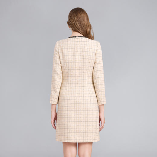 「高货deo」全新升级【铂金会员441/天猫599/差价158】(00510)洛诗琳优雅小香风高级连衣裙2025秋季气质钉珠百搭A字裙 商品图3