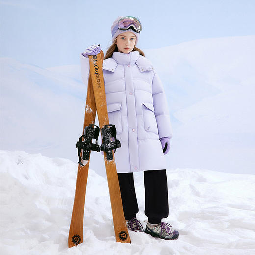 笛莎Deesha 童装女童羽绒服2025冬新款女童中长款连帽羽绒服 商品图2