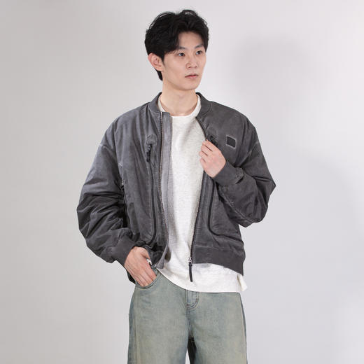 DRONKOO 2025 棒球领左胸标拉链织带洗水微阔中厚夹克 商品图1