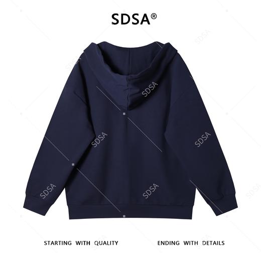 SDSA男士秋冬新款痞帅男装潮牌纯色深V抽绳连帽卫衣时尚百搭上衣 商品图5
