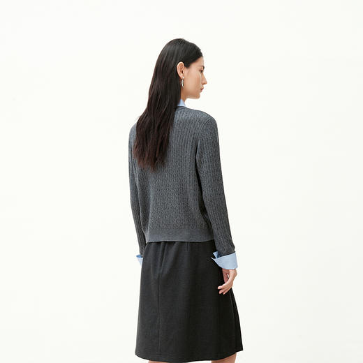 NEELLY纳俪商场同款秋新款简约学院风假两件针织衫女百搭减龄上衣N25083A01115 商品图1