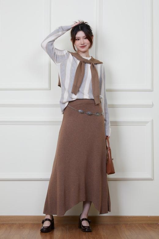 ANSUABEL 舒适条纹针织上衣半裙套装 18876 商品图1