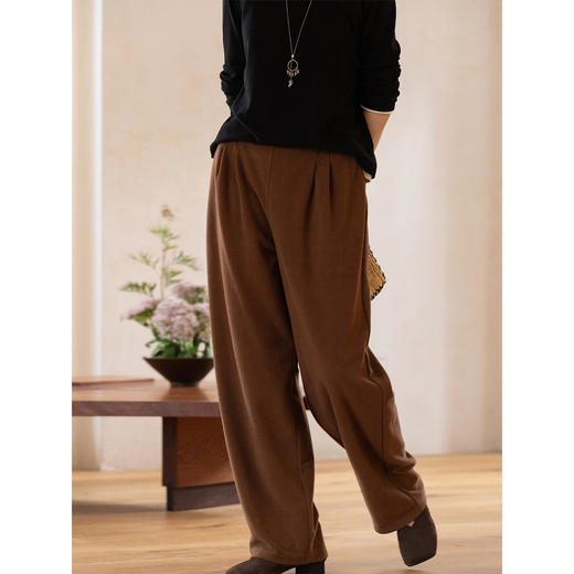 牧衣游原创 舒适棉裤子女秋新款软糯亲肤显瘦宽松百搭休闲裤 青麦 商品图1