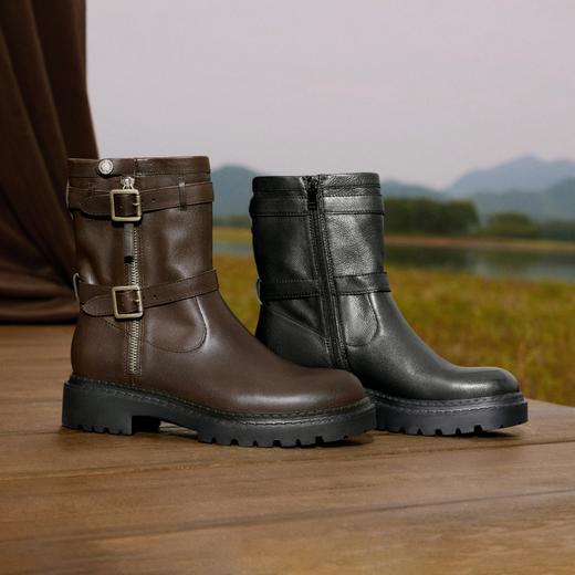 【云粉节】【思加图】BF楼思加图2025新款西伦敦复古工装靴机车靴增高时装靴女靴子EIU02, 吊牌价2490，活动价1858 商品图2