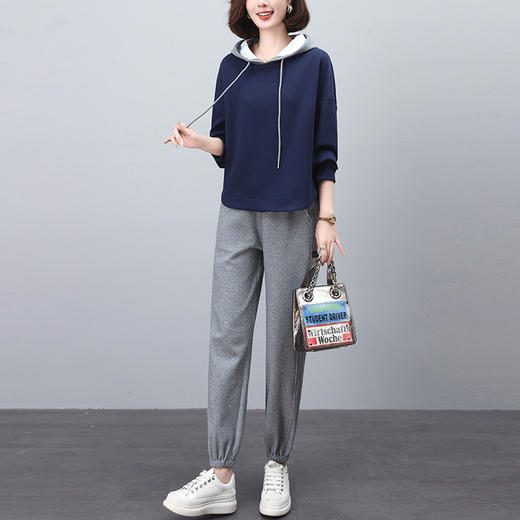 百媚生 休闲拼色连帽卫衣时尚显瘦两件套BKYLDS606 商品图3
