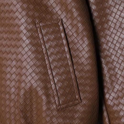 T25326SDSA男士秋冬新款痞帅男装复古皮衣格子拉链立领夹克百搭时尚外套 商品图2