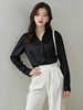 【秋新品】古泥7287仿真丝缎面光泽简约黑色衬衫-喜出 商品缩略图2