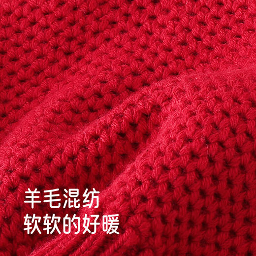 英氏儿童毛线帽围脖针织帽带围巾围脖护耳保暖新年喜庆秋冬新款 商品图1