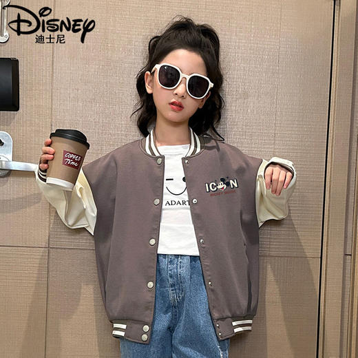 迪士尼女童棒球服外套春秋2025新款洋气儿童夹克女大童上衣春装潮 商品图1