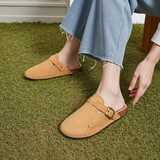 新款包头勃肯鞋厚底半拖情侣款复古小众懒人外穿女一脚蹬包头拖鞋 商品图2