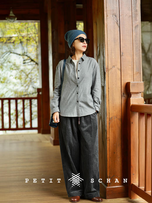 PETIT SCHAN小闪 CLO#626 Laugh-O-Grams 小欢喜 棉柞蚕丝松紧腰灯芯绒阔腿萝卜裤 商品图2