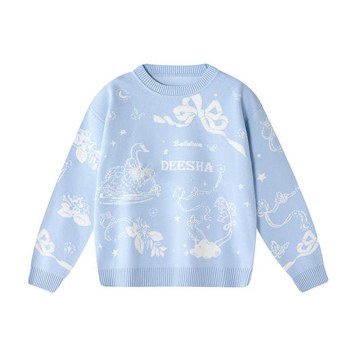 笛莎Deesha 童装女童毛衣2025冬新款女童提花圆领毛衣 商品图4