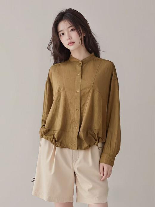 【秋新品】古泥品牌7511黏胶纤维小立领宽松休闲外套-喜出 商品图0