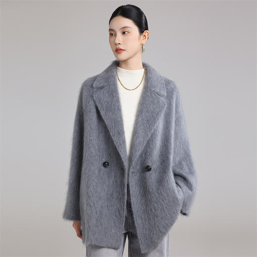 【清河羊毛羊绒专场/拉毛系列】鹿展702 女士羊绒拉绒大衣 100%羊毛 商品图4