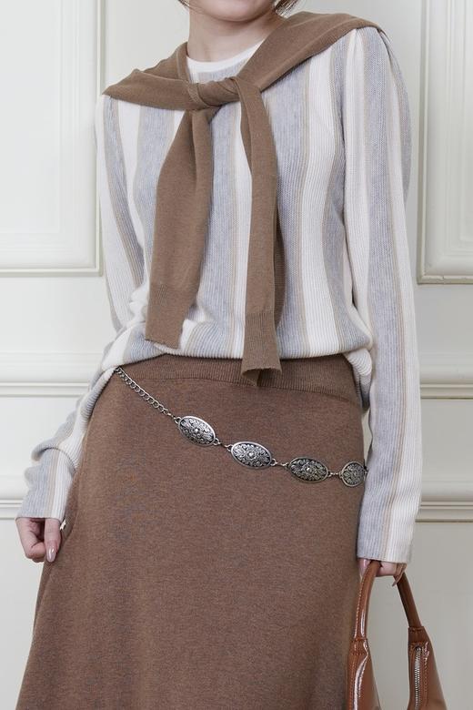 ANSUABEL 舒适条纹针织上衣半裙套装 18876 商品图7