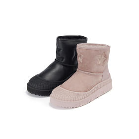 westory2023冬季新款星星刺绣保暖雪地靴加绒加厚套筒女靴W23DS83841