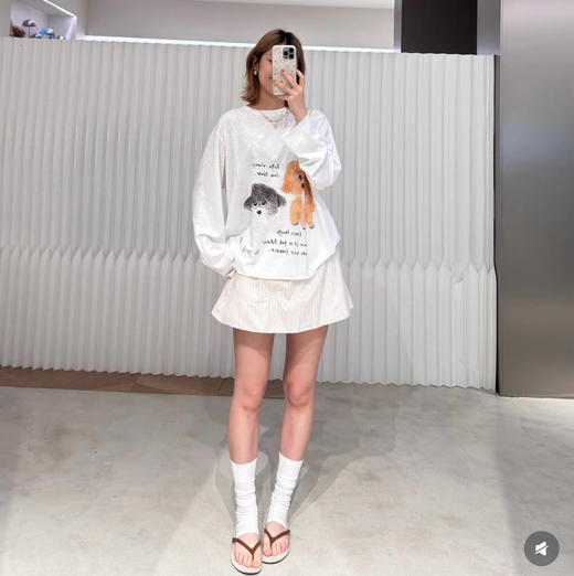 ICE小狗插画图案长袖T恤091607 商品图6