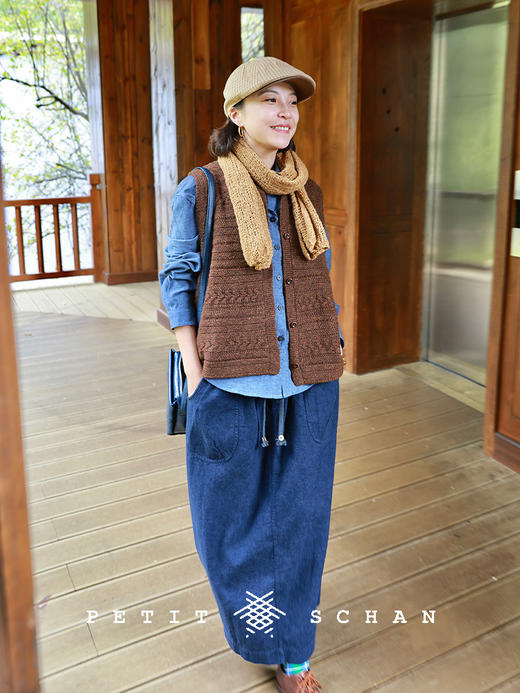 PETIT SCHAN小闪 CLO#907 As deep as the ocean 深如海 亚麻棉抽绳松紧腰半裙 商品图6