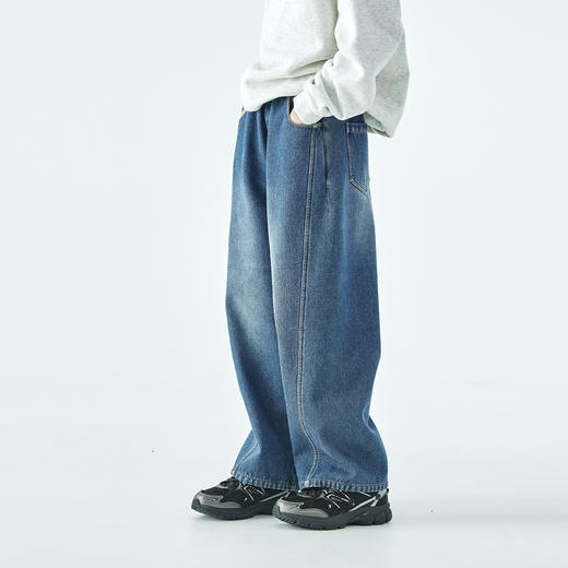 棵初25年秋冬新款亲子中大女童内里加绒休闲牛仔裤复古校园风裤子 商品图2