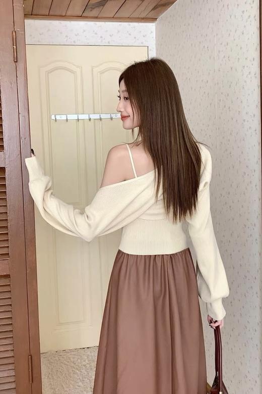 ANSUABEL 纯欲立体花朵吊带披肩针织套装 18863 商品图4