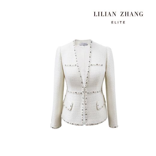 衣橱挚爱—珠钻镶边粗花呢修身轻奢重工黑色白色小香风外套2005021 商品图1