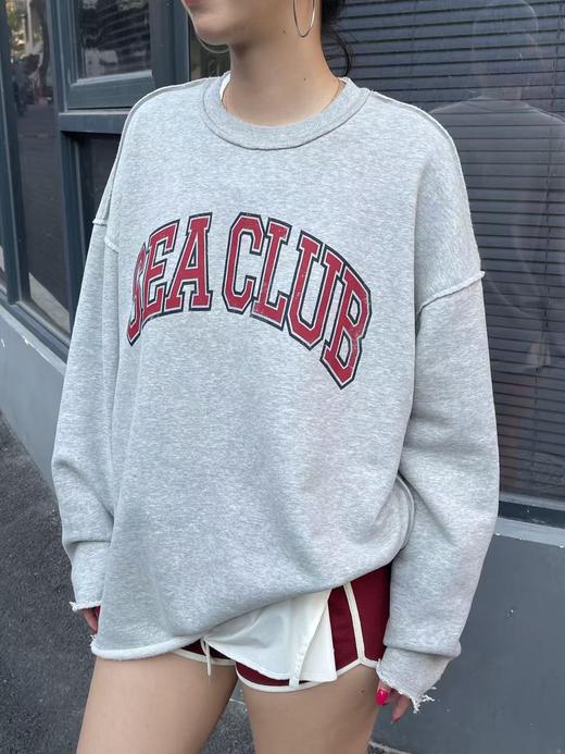 CryingCenter学院风软糯蓬松复古字翻转毛边卫衣 海组 SEA CLUB 商品图1