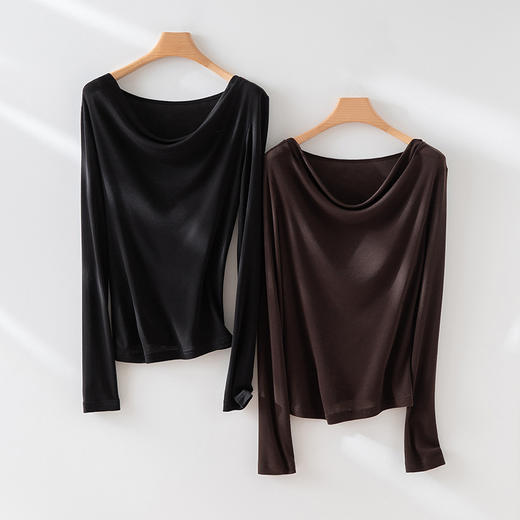 丁摩 天丝羊毛荡领针织衫上衣打底衫132537 商品图3