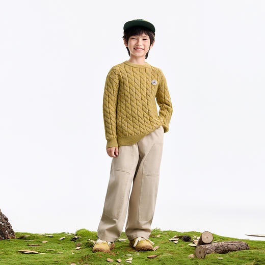 【经典麻花编织毛衣】男女童圆领长袖针织衫冬季新款安奈儿童装EM544641 商品图6