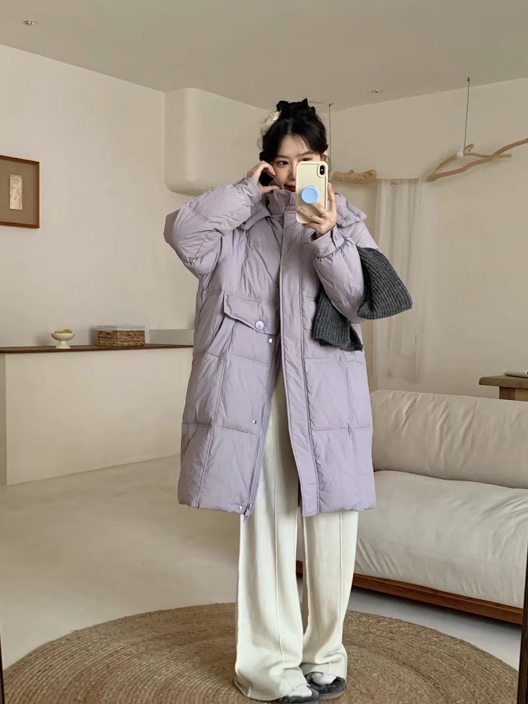 【YW】无忧购 冬季新款韩版长款连帽羽绒服女宽松加厚鸭绒外套24023（截单后3-5天发货）