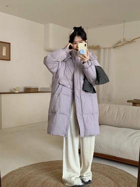【YW】无忧购 冬季新款韩版长款连帽羽绒服女宽松加厚鸭绒外套24023（截单后3-5天发货）