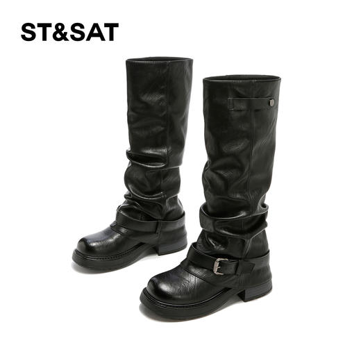 星期六时髦复古厚底显瘦裤腿堆堆靴SSD4117T3K 商品图12