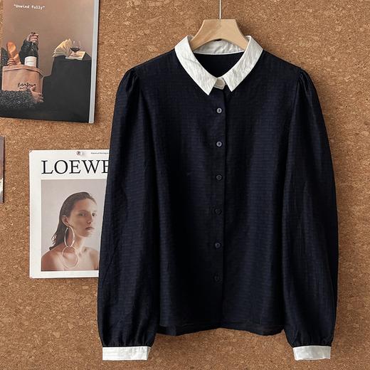 藏青天丝泡泡袖衬衫 | 2025年夏末初秋，流行藏青色，显白、显高级【3-5天发货】 商品图6