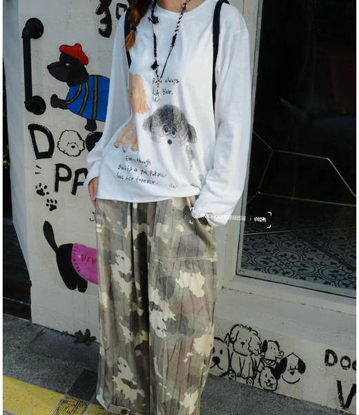 ICE小狗插画图案长袖T恤091607 商品图8