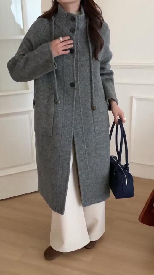 【YW】无忧购 长款毛呢大衣女高级感慵懒风洋气优雅减龄毛呢外套2503（截单后3-5天发货） 商品图2
