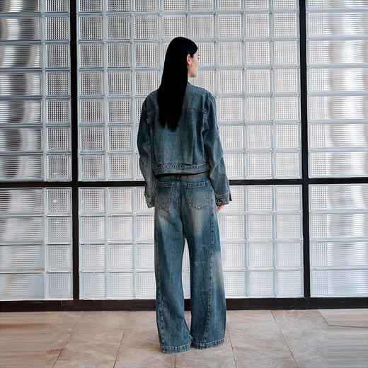 NEELLY纳俪商场同款秋季新款复古简约阔腿牛仔裤女直筒百搭长裤N25082H01101 商品图1