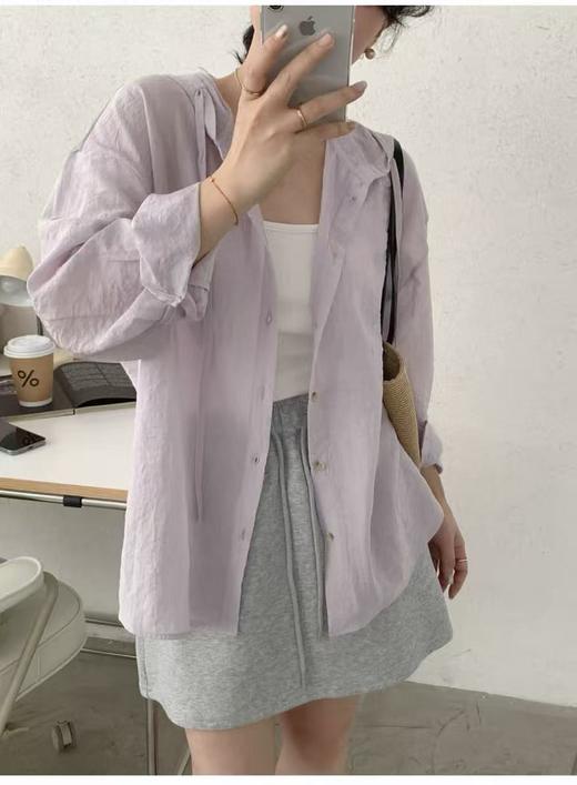 【秋新品】古泥品牌7187款压皱淡紫薄款外套防晒-喜出 商品图0