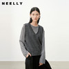 NEELLY纳俪商场同款秋新款宽松V领针织马甲女自然舒适设计感上衣N25083A01107 商品缩略图0