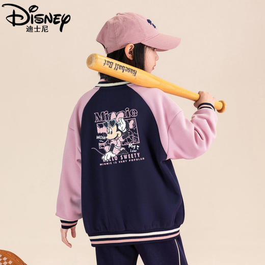 迪士尼女童外套秋季2024新款女大童棒球服春秋儿童上衣小女孩秋装 商品图1