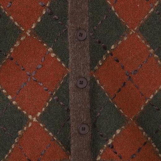 91289SDSA男士秋冬新款痞帅男装潮牌复古菱形格V领针织衫流苏开衫毛衣 商品图3