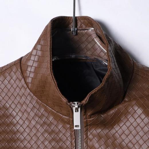 T25326SDSA男士秋冬新款痞帅男装复古皮衣格子拉链立领夹克百搭时尚外套 商品图1