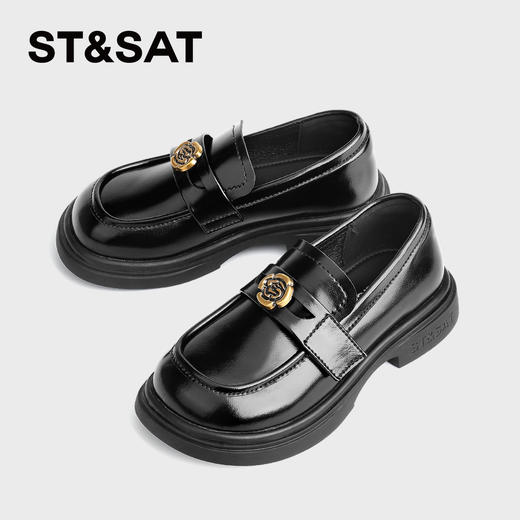 【童鞋】星期六山茶花扣饰漆皮女童乐福鞋SSD3191U19 商品图1