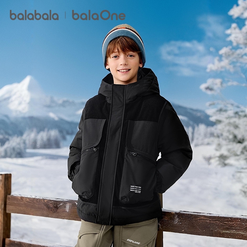 巴拉巴拉balaOne童装男童羽绒服2025新款保暖外套防泼水冬假两件