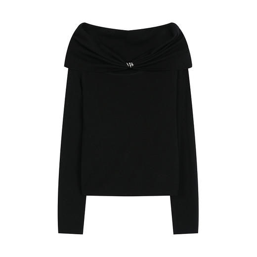 NEELLY纳俪商场同款秋季新款亲肤优雅一字肩针织衫女显瘦舒适上衣N25083A01114 商品图3