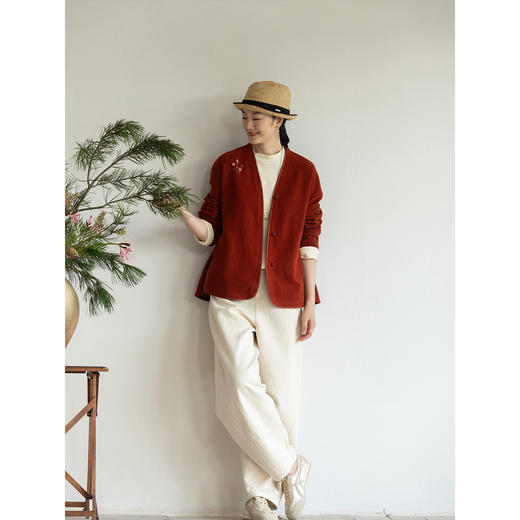 牧衣游原创 手工刺绣32支新疆棉短外套新款舒适柔软百搭开衫 知少 商品图3